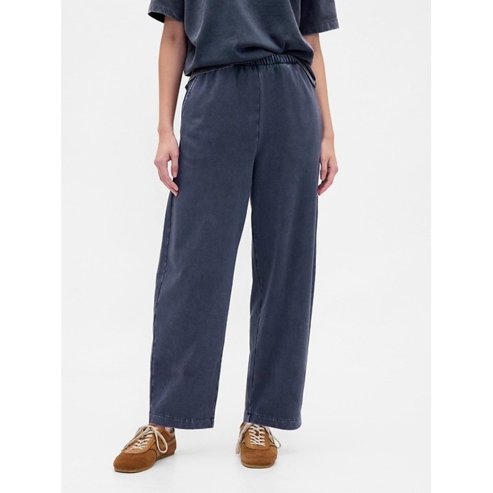 Gap Womens Heavyweight Barrel Leg Pants 100% Cotton Tapestry Navy Large Blue